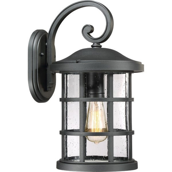 slide 2 of 2, Crusade 1-Light Outdoor Wall Lantern in Earth Black Earth Black