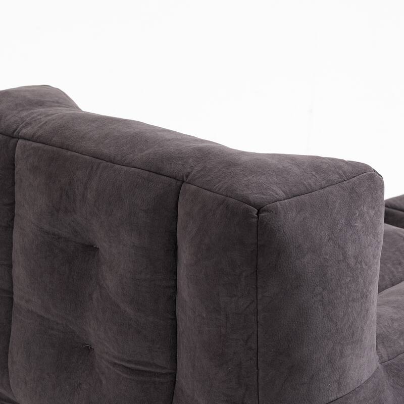 Fluffy Bean Bag Chair with Memory Foam and Ottoman, Super Soft Velvet Bean Bag for Adults & Kids, Comfortable Lazy Sofa