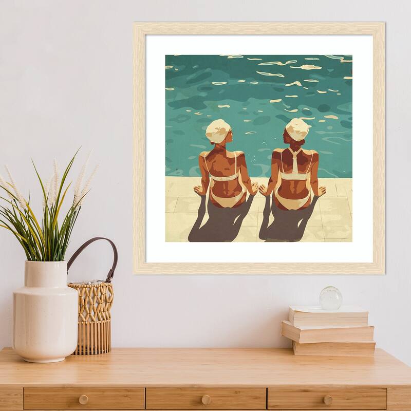Peaceful and Poolside by Layla Oz Wood Framed Wall Art Print