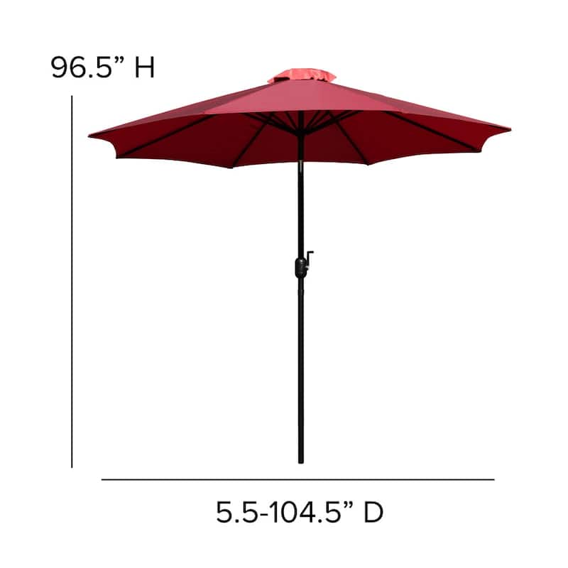 Patio Set wirh 35" Table, 2 Chairs, and Umbrella with Base - 35.25"W x 35.25"D x 29.5"H