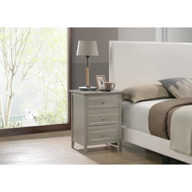 Champagne Nightstand with Extra Durability - Real Wood Veneers and Dove Tailed Drawers