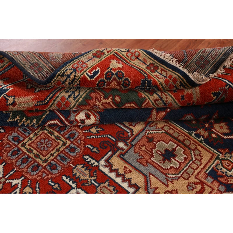 Navy Blue Heriz Serapi Indian Area Rug Handmade Wool Carpet - 9'0" x 11'10"