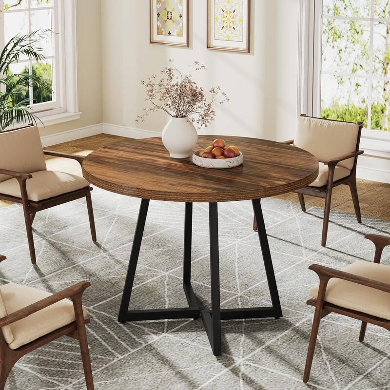 31.5” Square Dining Table for 4 with Metal Base for Dining Room
