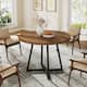 Small Dining Table for 4, 31.5 Inches Industrial Dinner Table with Metal Base - Round - Brown