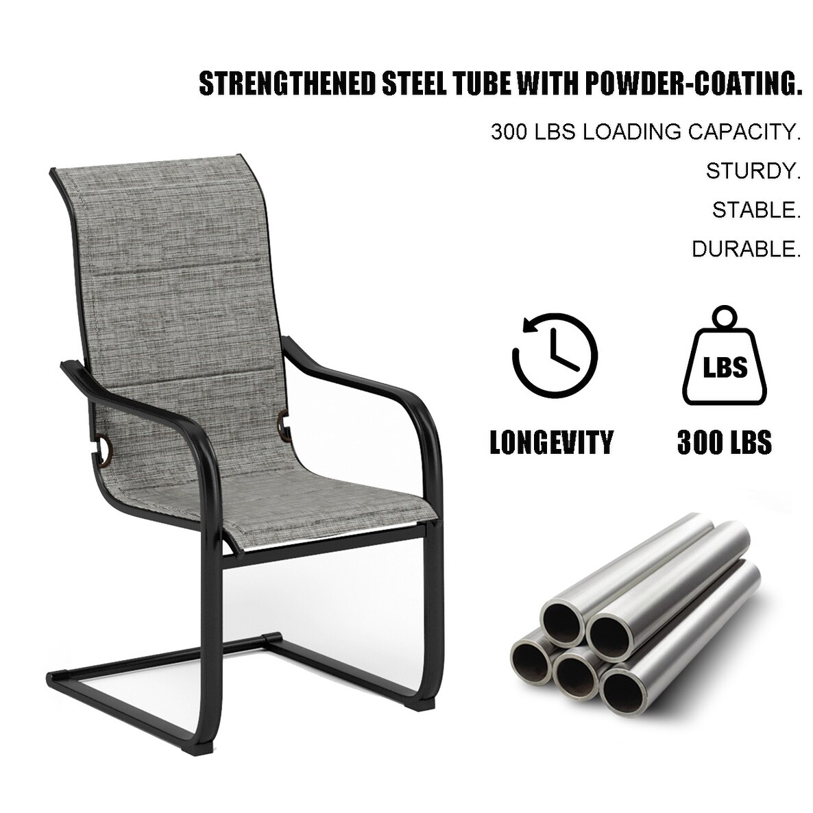 Patio Dining Set Pieces, C Spring Motion Chairs and Square