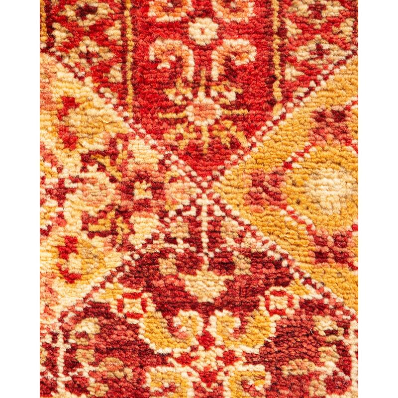 Overton Hand Knotted Wool Contemporary Oriental Orange Area Rug - 6' x 9'