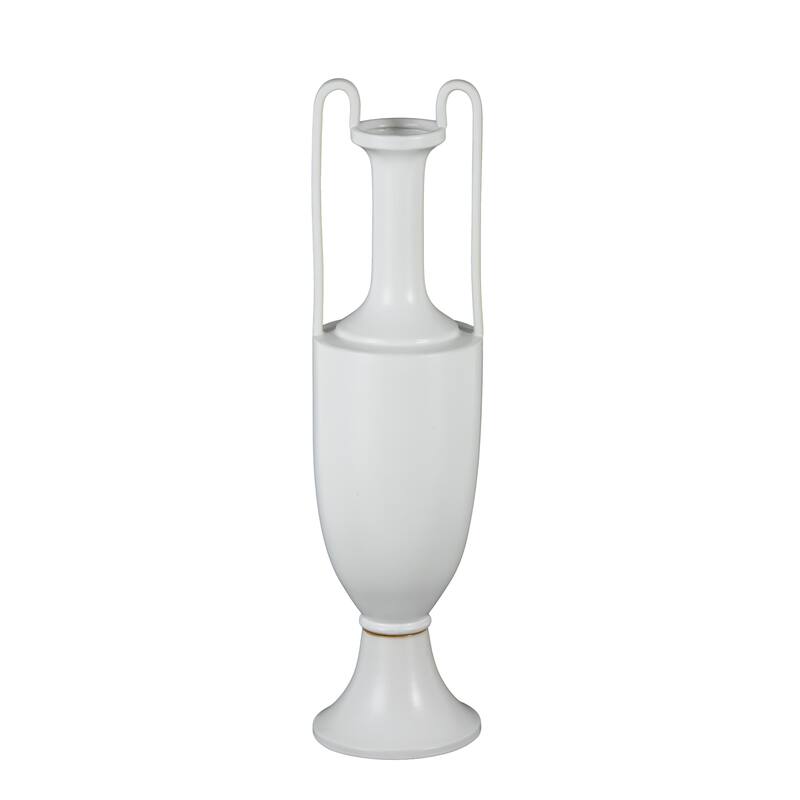 Ceramic Fluted Urn Shaped Vase with Arch Handles - Black or White - Roche River Decor