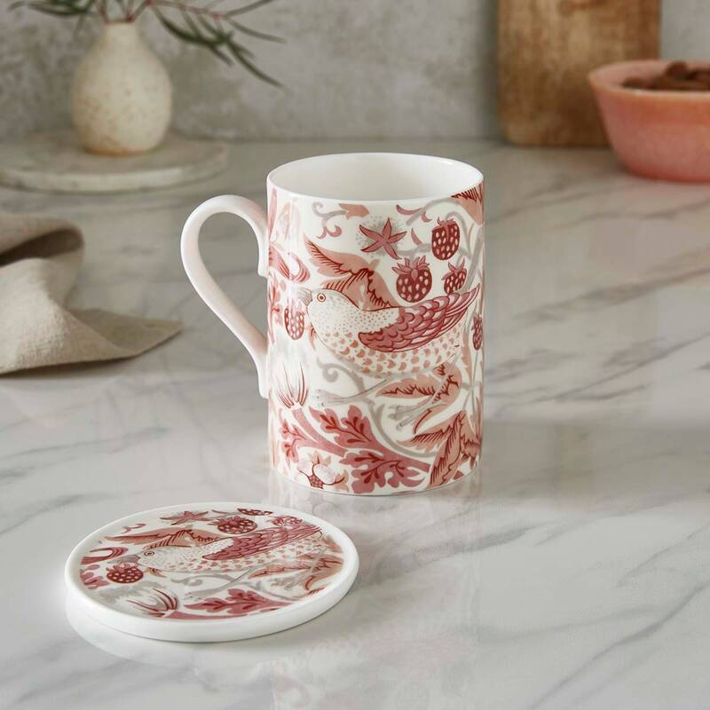 Portmeirion Morris & Co Mug & Coaster Set, Madder - 12oz mug
