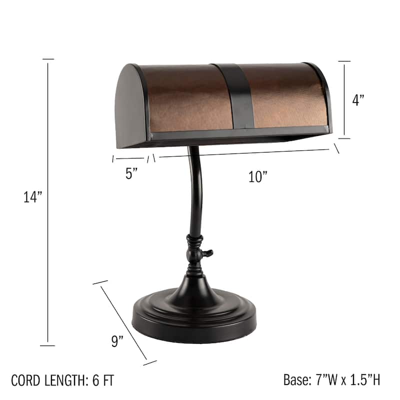 Lavish Home Mission-Style LED Bankers Lamp, Black