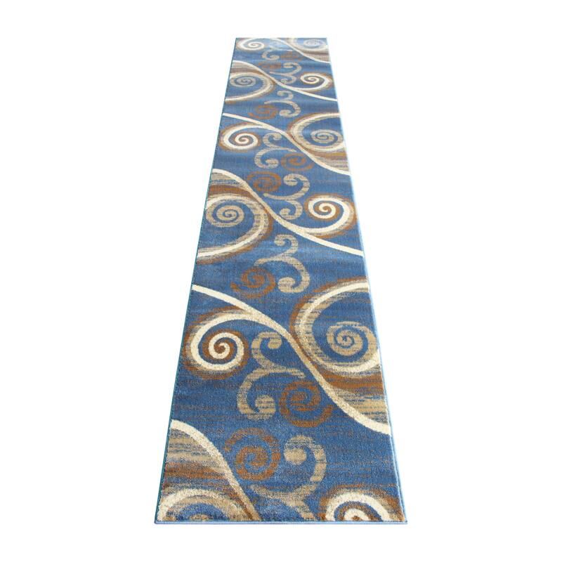 Modern Distressed Swirl Abstract Style Indoor Area Rug