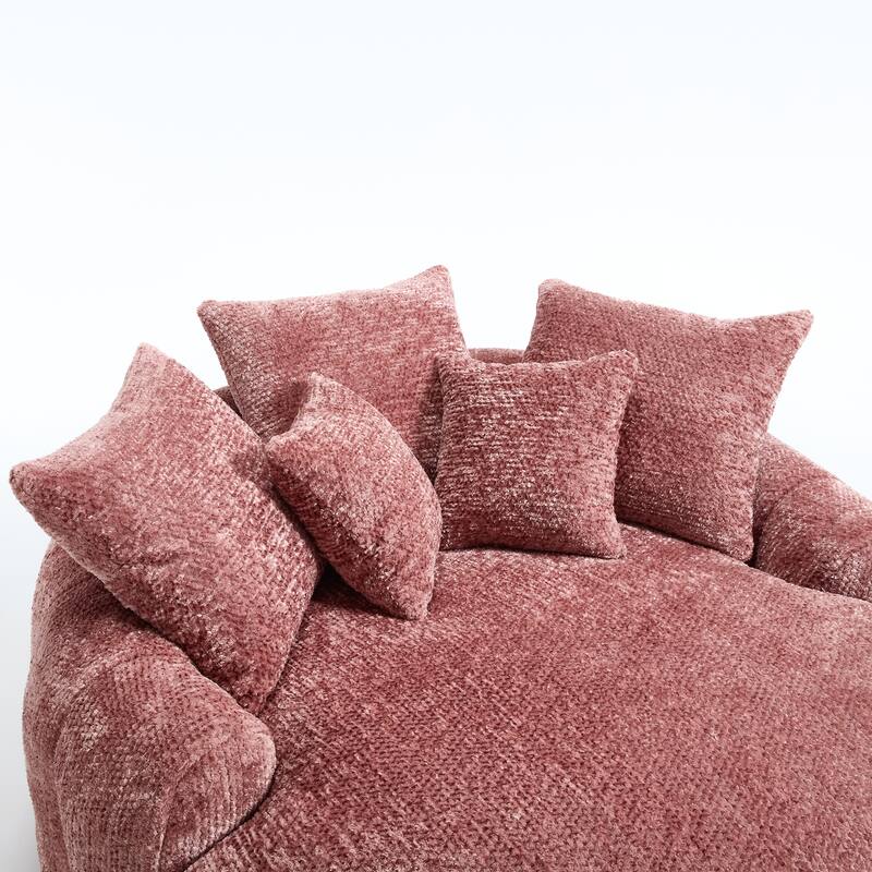 55" Modern Long Polyester Foam Round Bean Bag Sofa Chair with Pillows
