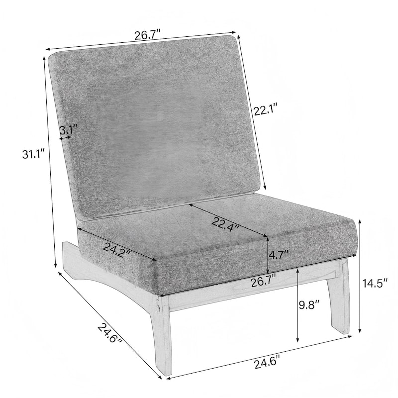 Outdoor Furniture Teak Wood Armless Loveseat Sofa With Cushion