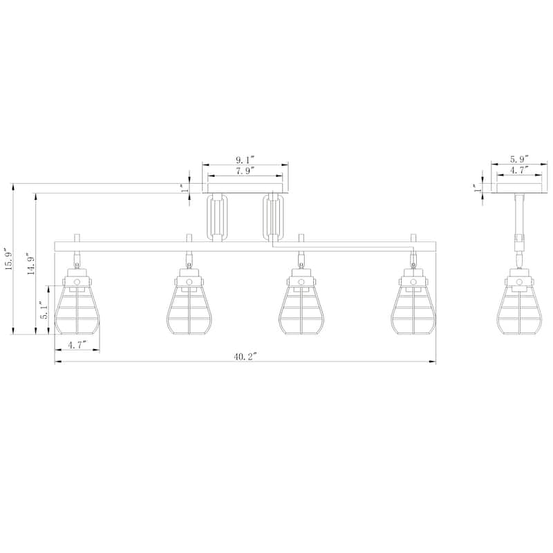 Zefina Matte Black 4-light Track Light