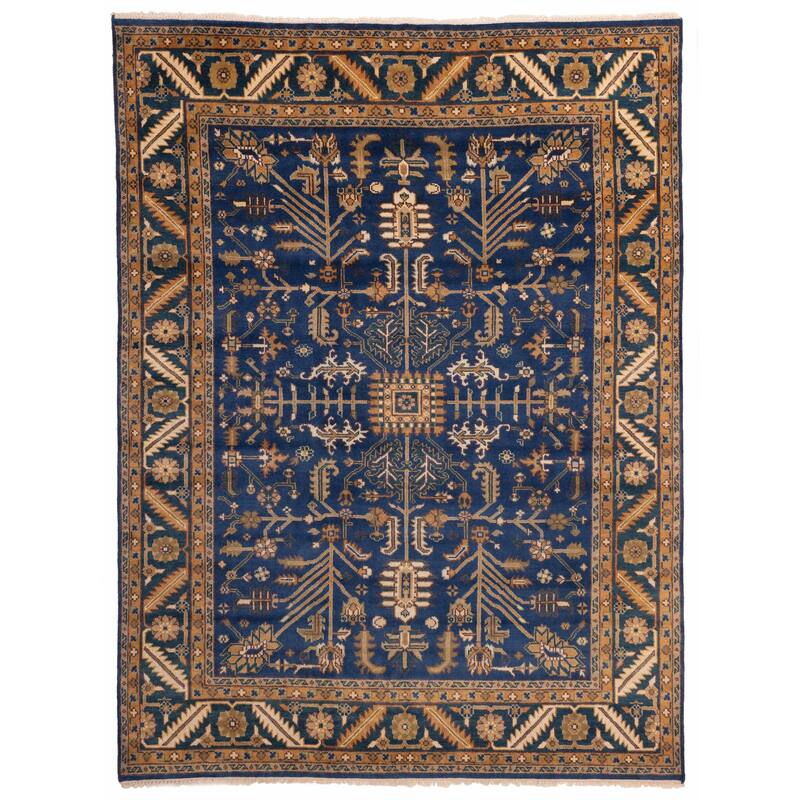 ECARPETGALLERY Hand-knotted Serapi Heritage Dark Blue Wool Rug - 8'11 x 11'11