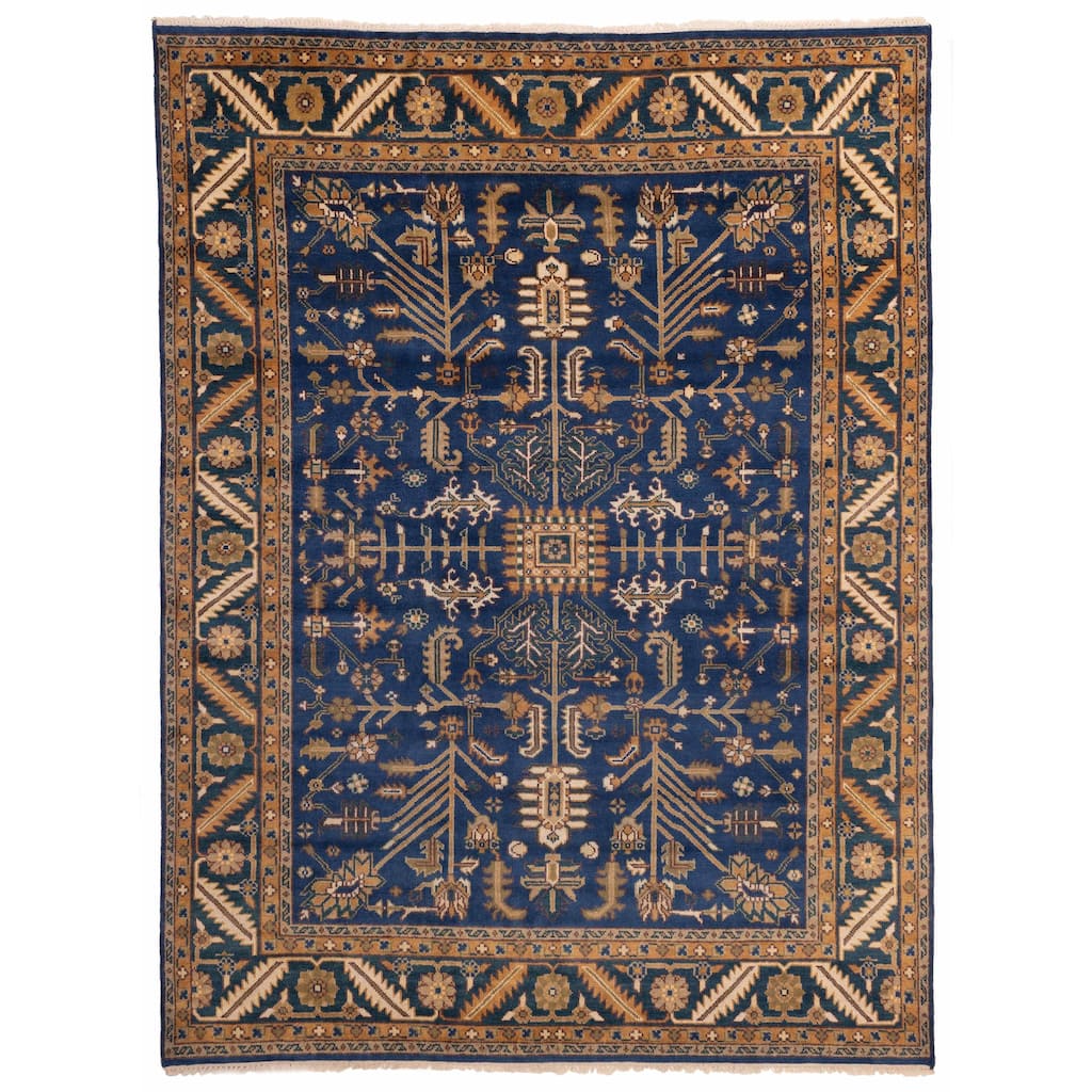 ECARPETGALLERY Hand-knotted Serapi Heritage Dark Blue Wool Rug - 8'11 x 11'11