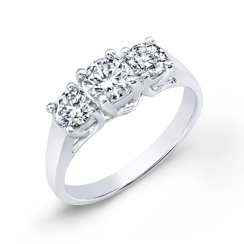 Auriya 14k Gold 1 3/4ctw 3-Stone Diamond Engagement Ring (I-J, I1-I2) - White - 4