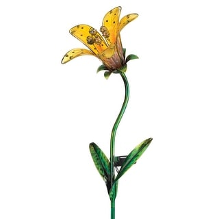 Solar Tiger Lily Stake - Yellow - 9"x7.25"x33"