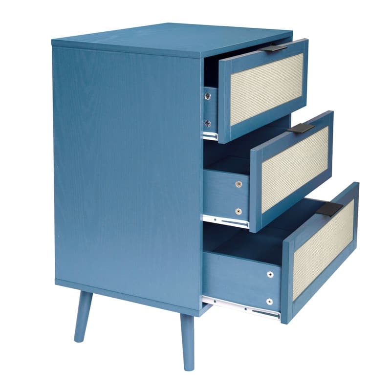 Wood Storage Cabinet with 3 Engineered Rattan Drawer Suitable for Bedroom,Living Room,Study