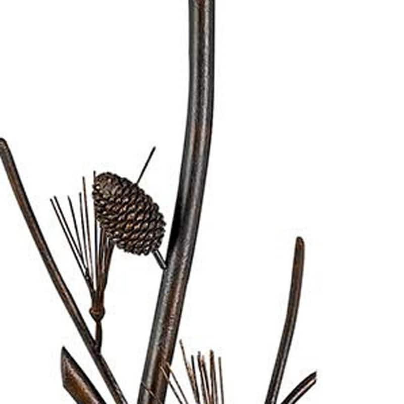 60" Rust Metal Floor Lamp With Brown Fabric Empire Shade - 18" x 18" x 60"