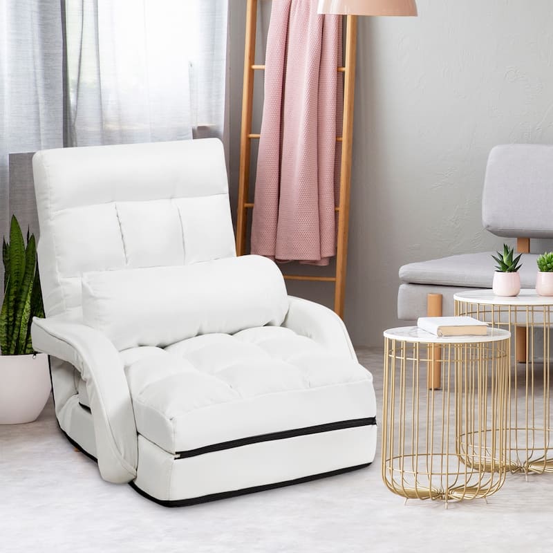 Folding Floor Massage Chair with Adjustable Backrest and Armrests