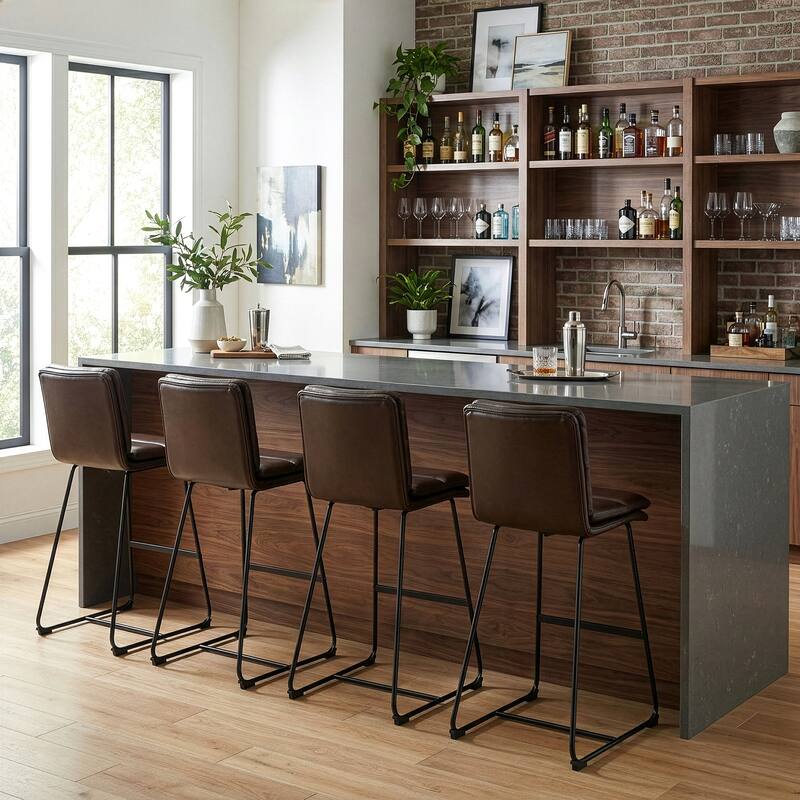 Set of 2 Aulani Upholstered Metal Frame Bar Stool