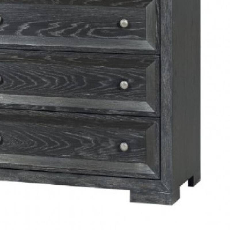 Kizie Tall Dresser Chest, 5 Drawers, Weathered Black Solid Rubberwood