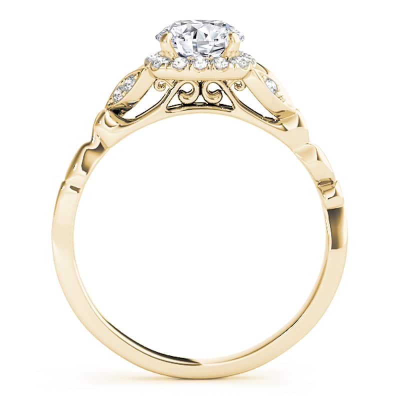 Auriya 14k Yellow Gold Lab Grown Round Diamond Halo Engagement Ring 0.50 to 5.00 ct. tw. (F-G VS)