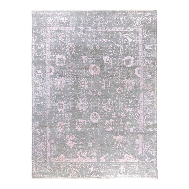 Ikat One-of-a-Kind Hand-Knotted Area Rug, Gray - 9' 1" x 12' 1"