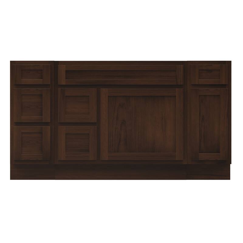 Vanity Art 60" Oak Freestanding Bathroom Vanity Cabinet without Top