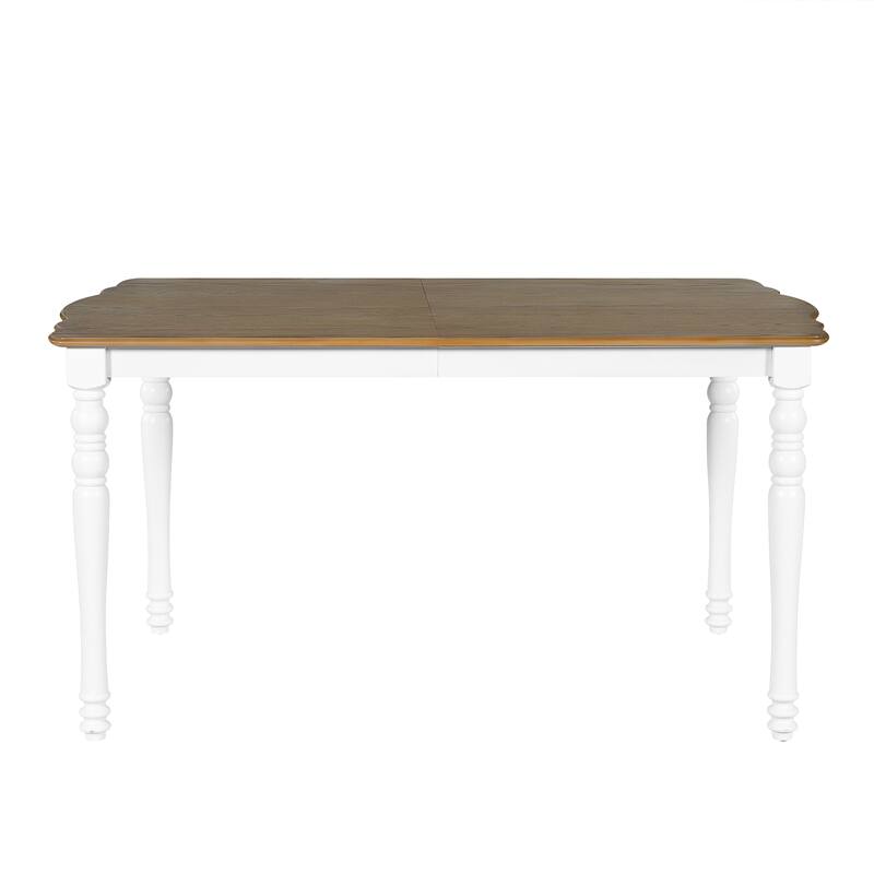 7-Piece Extendable Wood Dining Table Set with Removable Leaf and 6 Durable Chairs for Kitchen Use