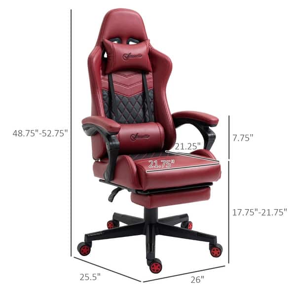 dimension image slide 0 of 3, Vinsetto Gaming Chair Racing Style Office Ergonomic Chair Adjustable Height Swivel Recliner High Back PC Computer Desk Chair