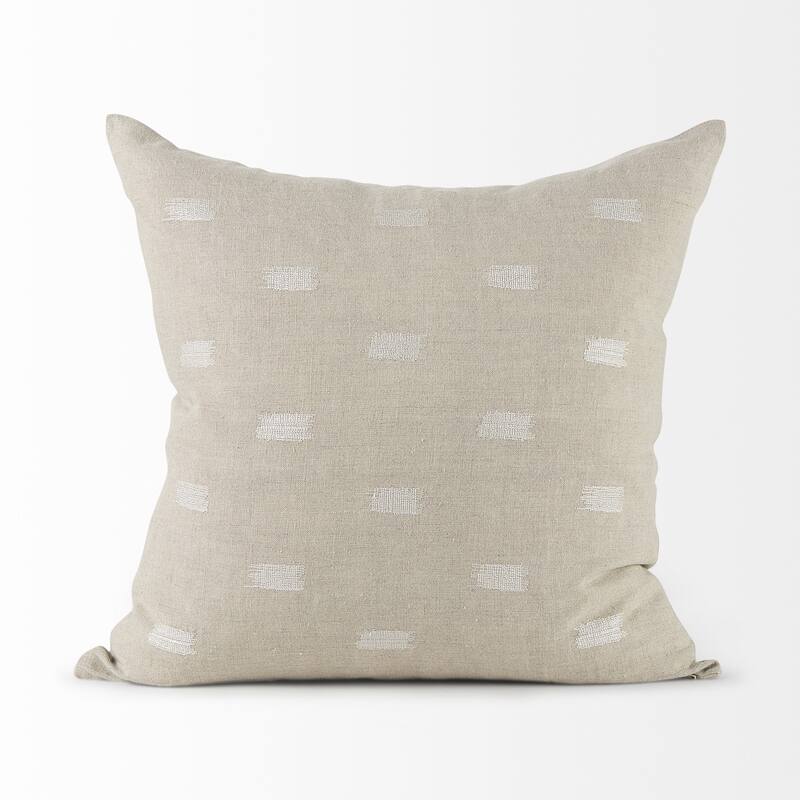 Canvas Beige and White Accent Pillow Cover