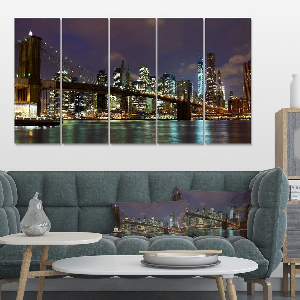 NYC Cityscape Canvas Wall Art, Brown Brooklyn Bridge 3 Piece - Inspire  Uplift