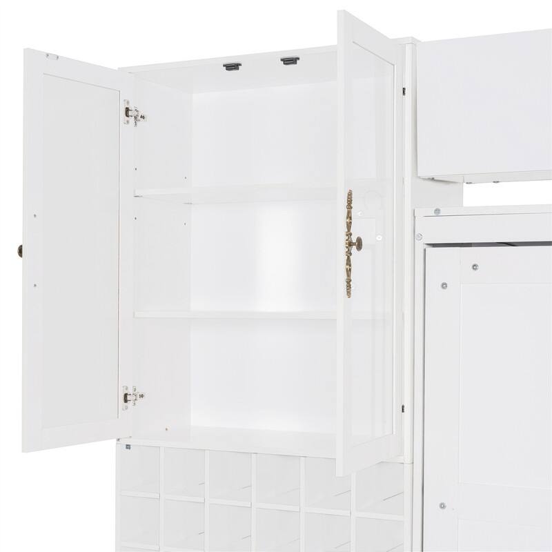 Full/Queen Size Murphy Wall Bed with Sofa, Light and USB Ports, Space Saving Foldable Murphy Cabinet Bed w/ Wine Rack & Shelves