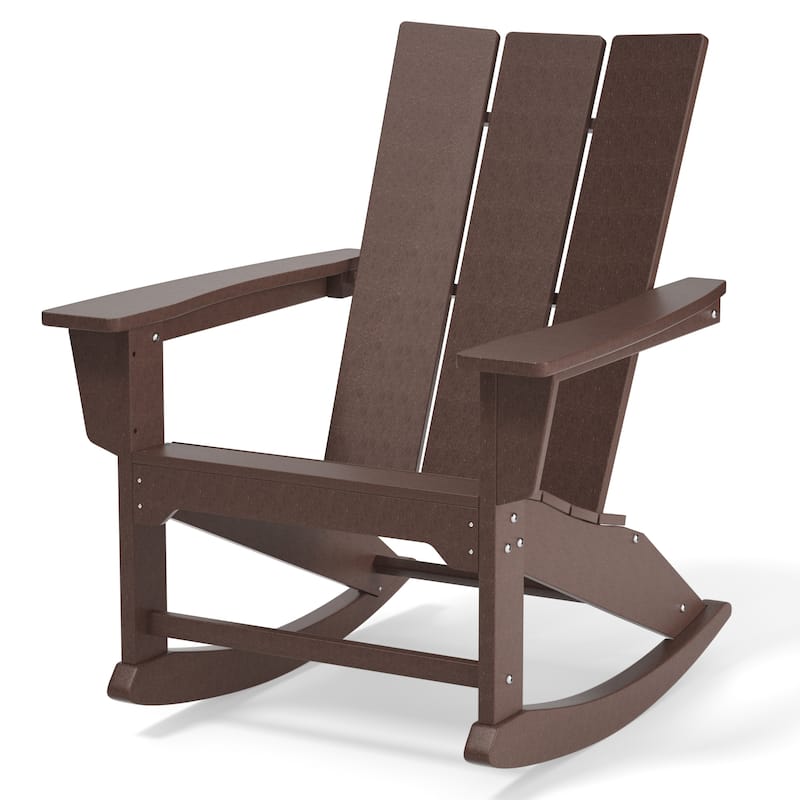 Outdoor Rocking Chairs All-Weather Resistant HDPE Poly Wood - Brown