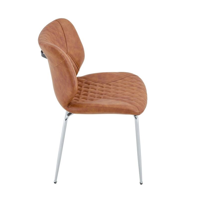 Set of 4, Oil Waxed Leather Dining Chairs with Diamond-Tufted Back