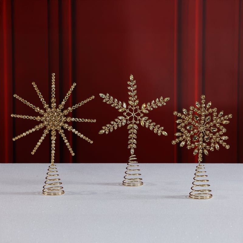 Jeweled Christmas Tree Topper, 6 Pieces (2 Sets of 3 Assorted)