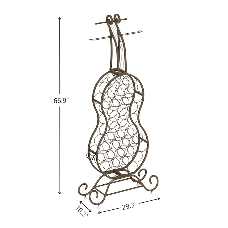 Cello Shape Wine Bakers Rack,Freestanding Wine Rack with Storage Bottle,Wine Storage Home Bar for Liquor and Wine
