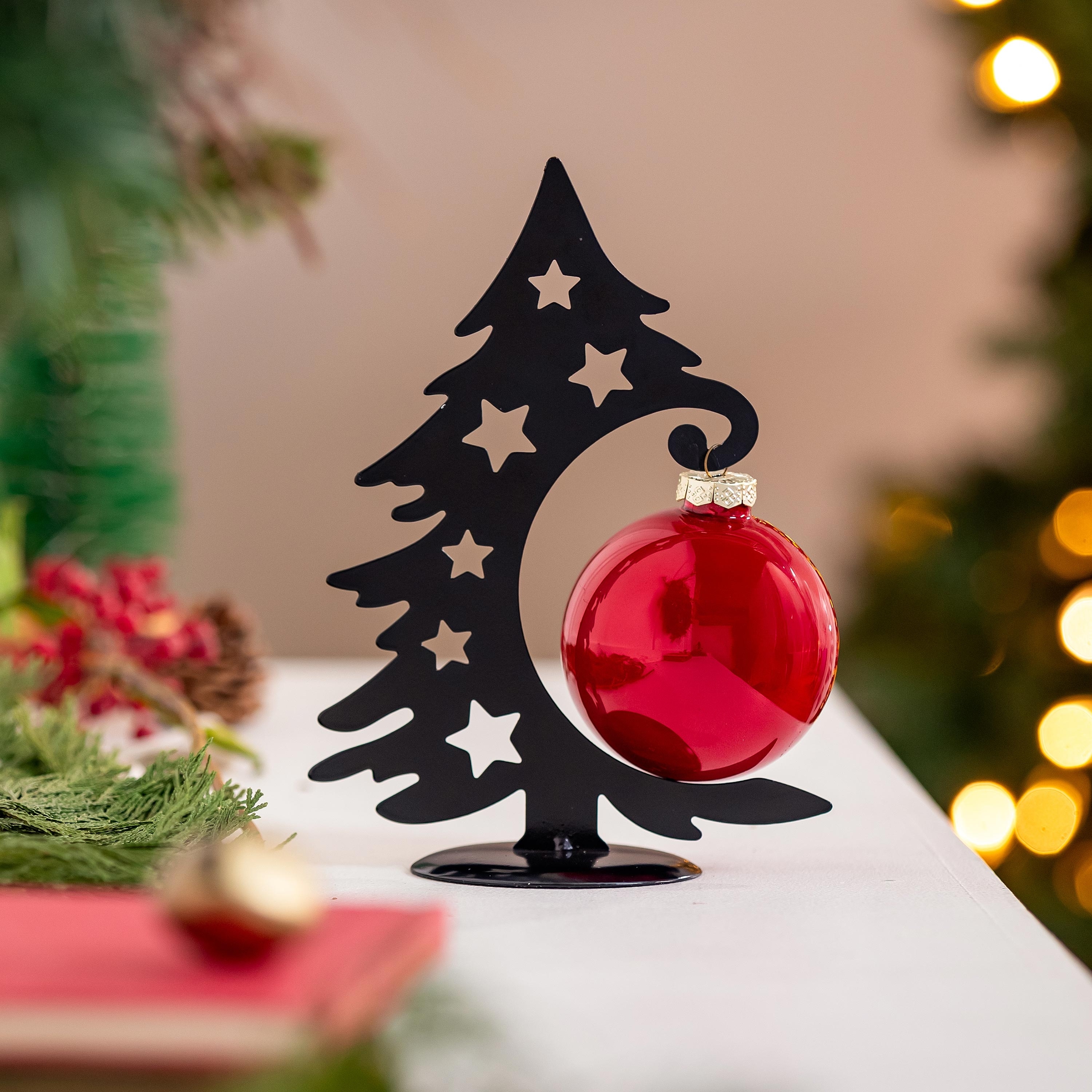 Metal Tree with Glass Christmas Tree Ornament - 9"