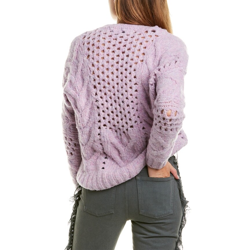 wool blend eyelet knit cardigan