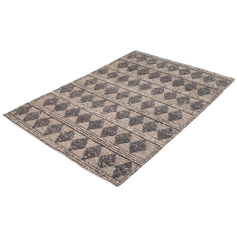 ECARPETGALLERY Braid weave Sienna Grey Wool Rug - 6'0 x 9'0