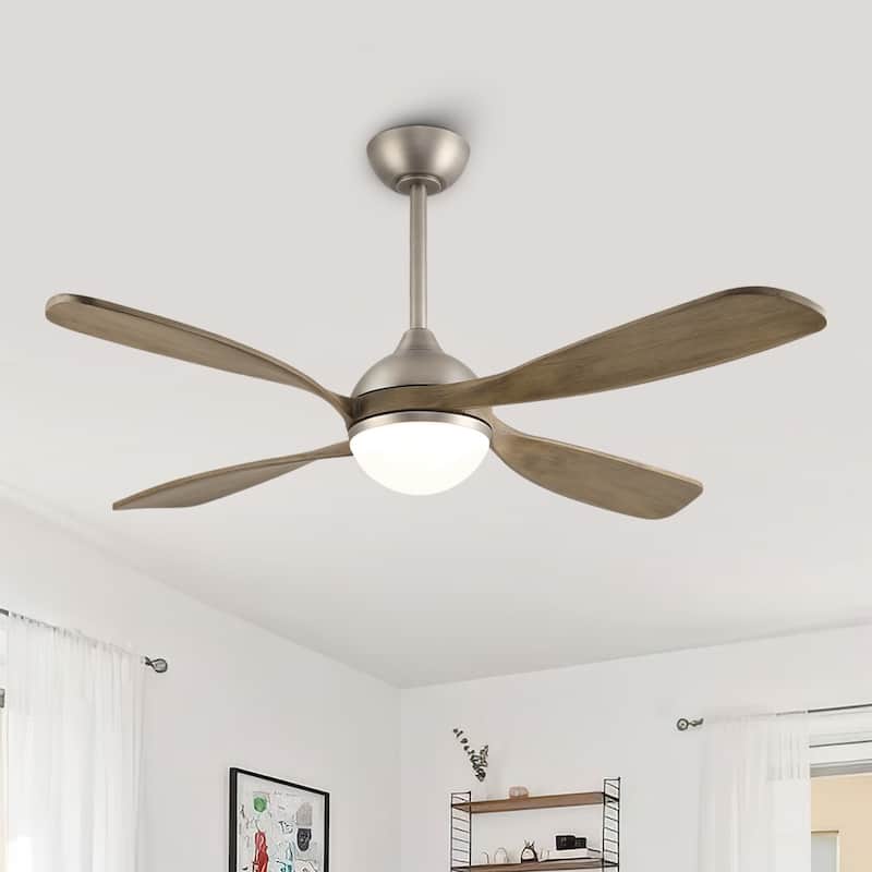 MLiAN 54 inch 4 Soild Wood Blades Smart LED Ceiling Fan with Remote - 54"
