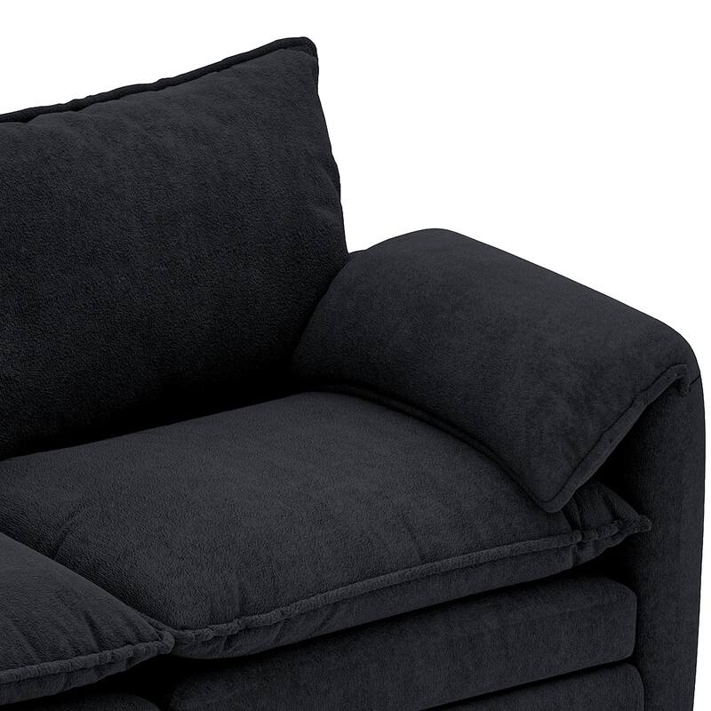 Modern Velvet L Shaped Couch 108" Modular Sectional Sofa with Movable Ottoman