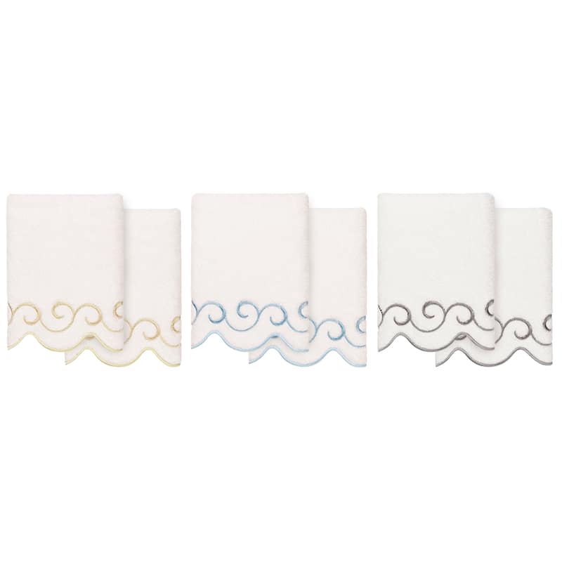 Authentic Hotel and Spa 100% Turkish Cotton SIMPLICITY Scallop Embellished Towel Collection
