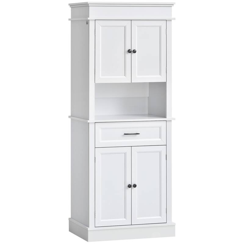 HOMCOM Traditional Freestanding Kitchen Pantry Cabinet Cupboard with Doors and Shelves, Adjustable Shelving