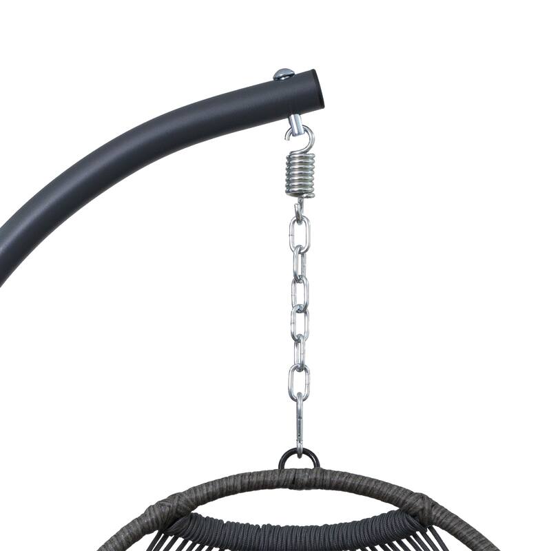 Wicker Egg Hanging Chair with Stand for Patio Indoor Outdoor - 24.4