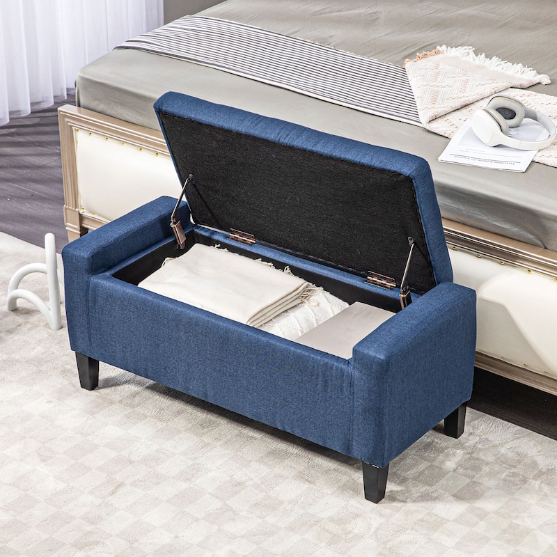 HOMCOM Ottoman Bench Tufted Storage Chest with Flipping Top, 36.25"W x 15.75"D x 15.75"H