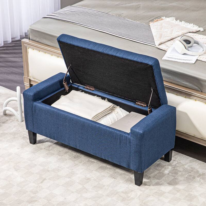 Soft Foam Linen Storage Bench with Flip-Top Lid and Rubberwood Feet for Comfortable Seating - 36.25" W x 15.75" D x 15.75" H