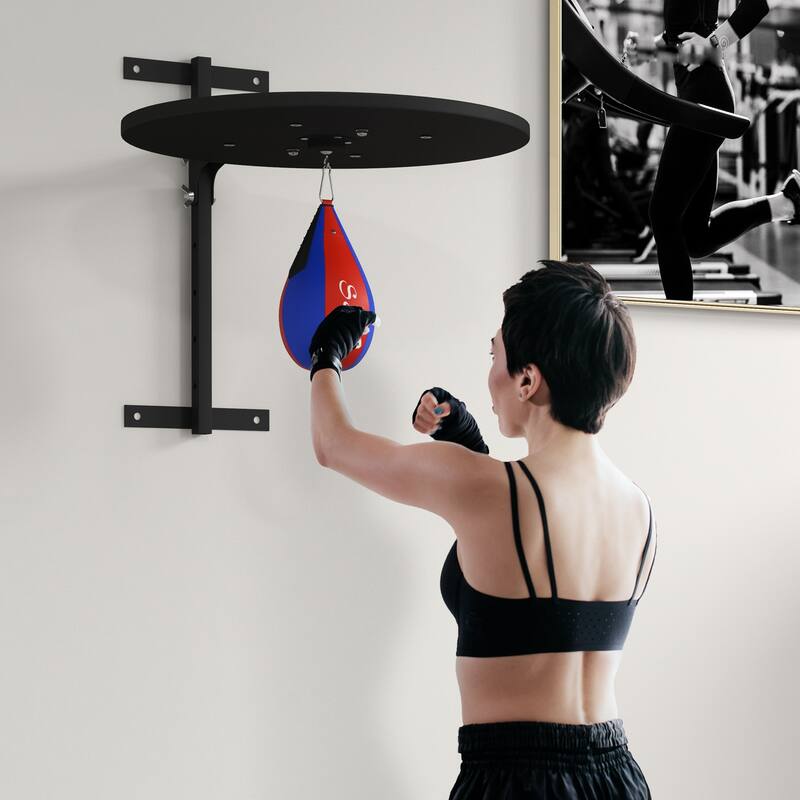 Soozier Adjustable Speed Bag Platform, Wall Mounted Punching Bag with 360-Degree Swivel for Home Fitness - 9.8" L x 7" W - Red