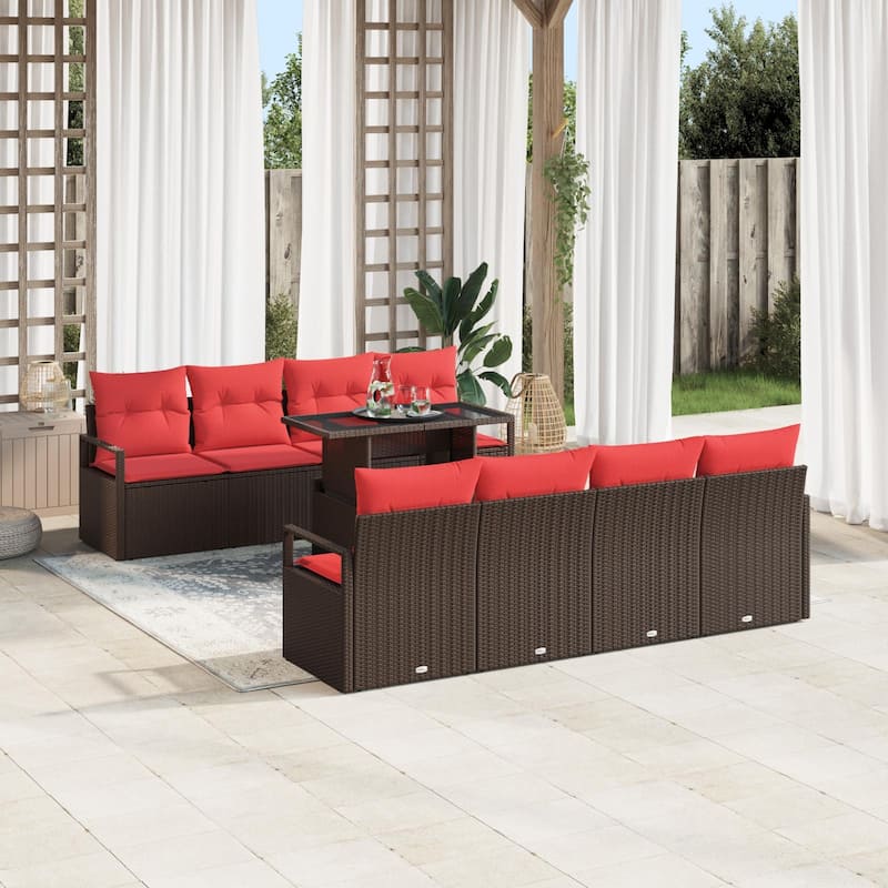 vidaXL 9 Piece Garden Sofa Set with Cushions - 90.6×24.4×27.2